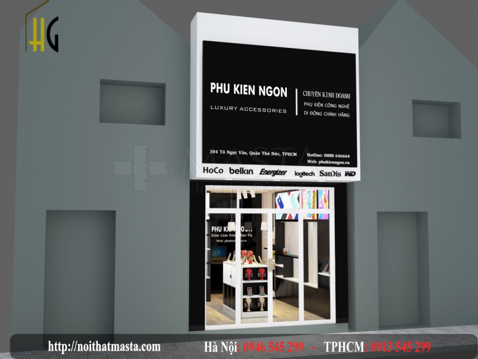 Thiết kế nội thất shop phụ kiện điện thoại